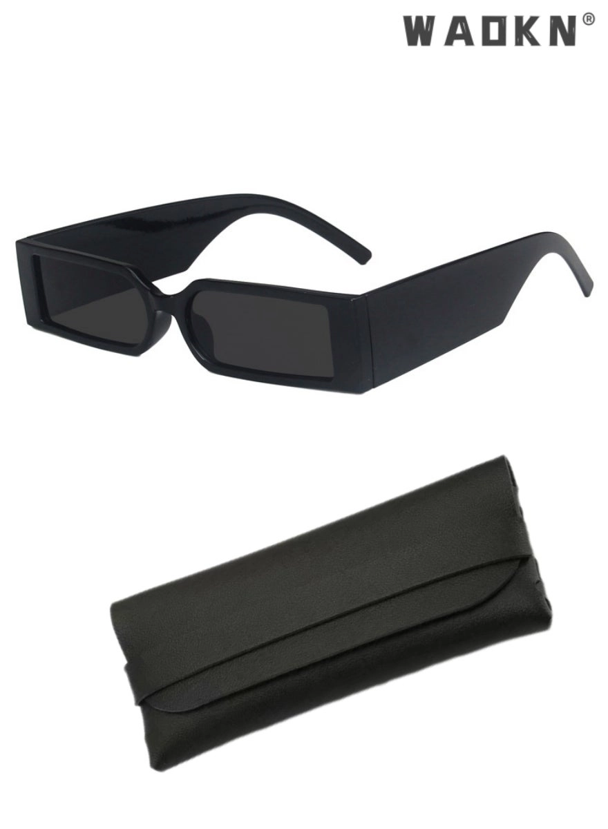 Semi Frame Square Sunglasses - 55 mm Black Gray