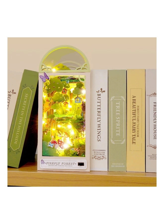 NALACAL Book Nook Kit - Firefly Forest Wood Bookend