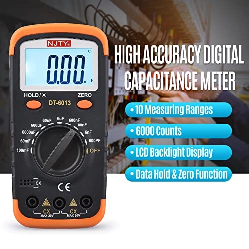Digital Capacitance Meter - 600pF to 100mF 6000 Counts LCD Backlight