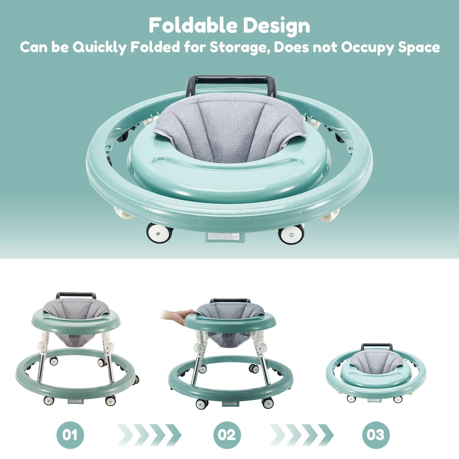 Baby Walker - Foldable 5-Position Height Adjustable