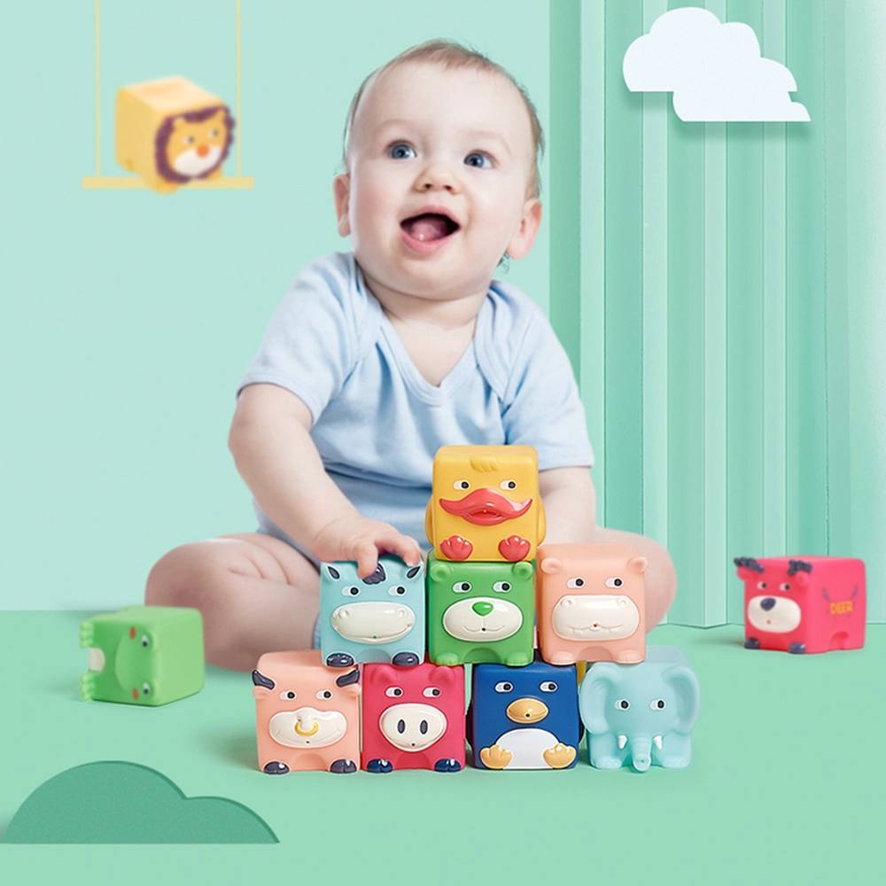Animal Squeeze & Stack Blocks - Suitable for 3 to 12 months 6 Pcs