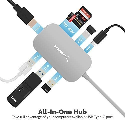 8-in-1 USB Type-C Hub - 4K HDMI 3 USB 3.0 Ports