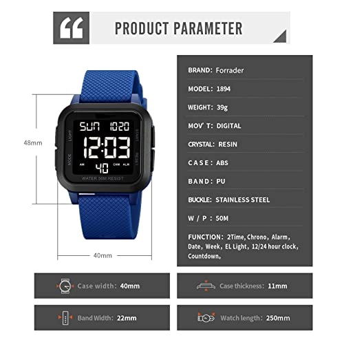 Sport Digital Watch 40mm Acrylonitrile Butadiene Styrene