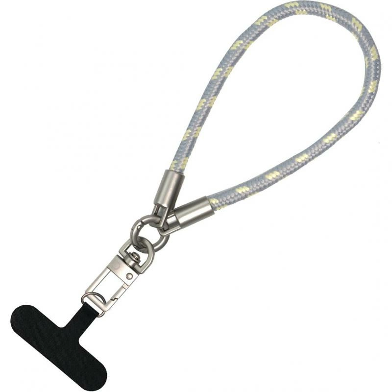 Rope Strap Phone Lanyard - Pink/Cream Swivel Carbiner