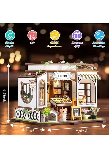 Miniature Pet Shop - High-Quality Wood LED lights