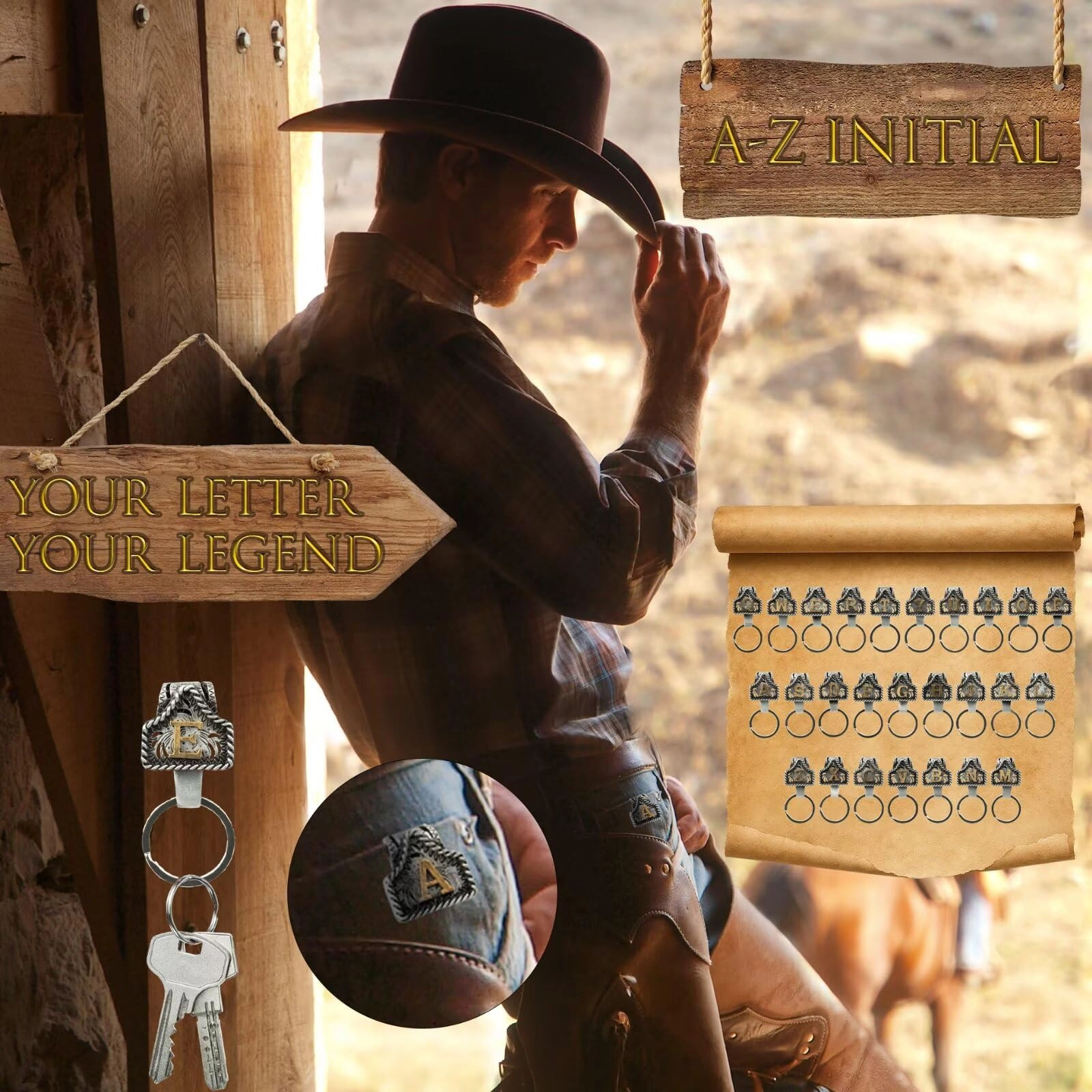 Letter Keychain - Western