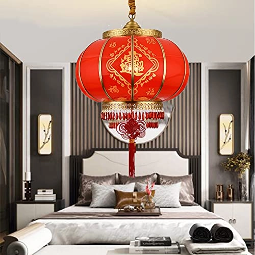 E27 Full Copper Red Lantern Chandelier - 30*23cm 6pc