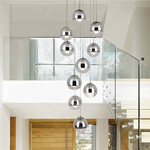 Long Chandelier - 10 lights Glass ball