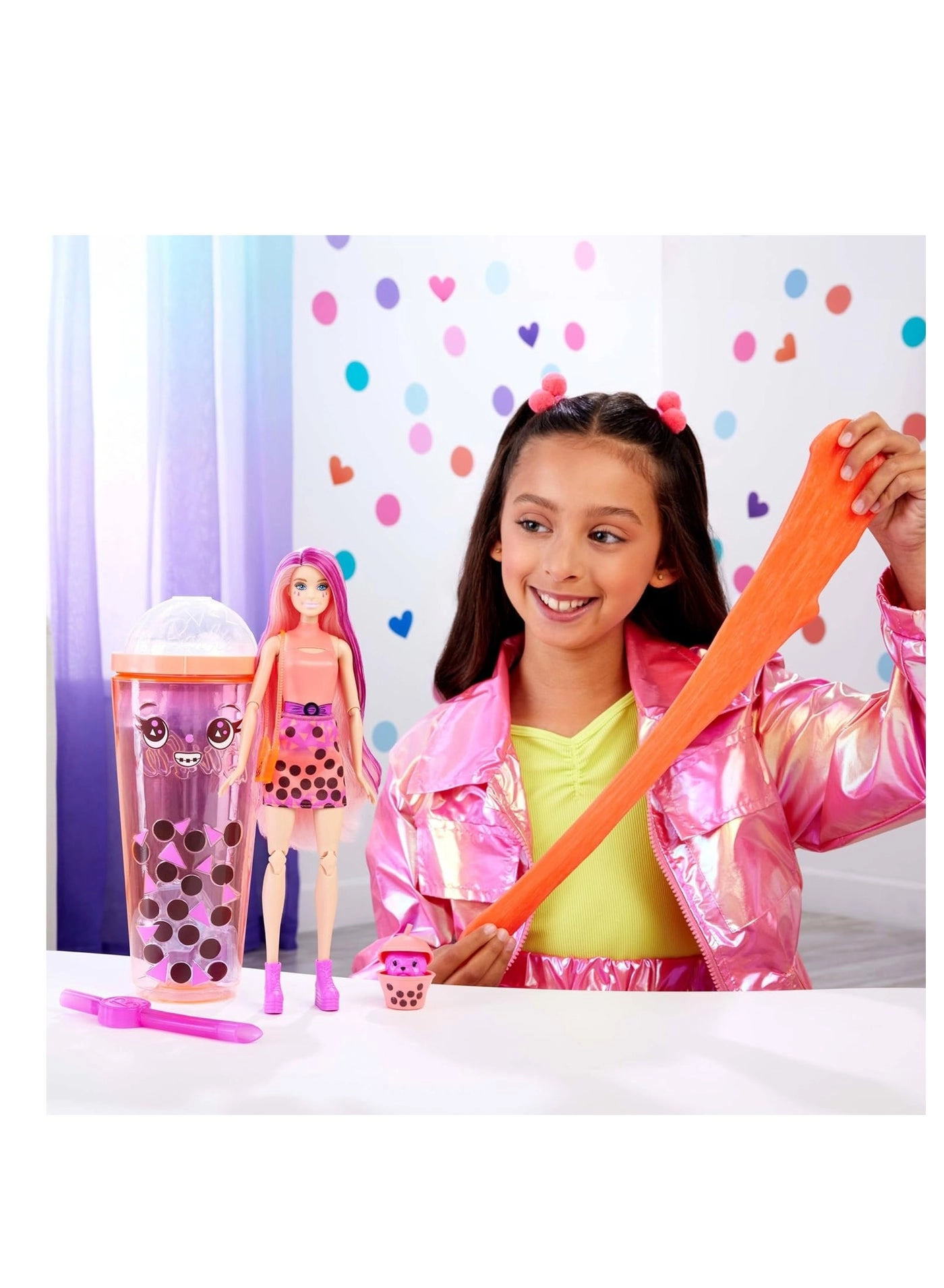 Barbie Pop Reveal Bubble Tea - Blonde with Dark Pink Highlights 8 Surprises Ages 3+