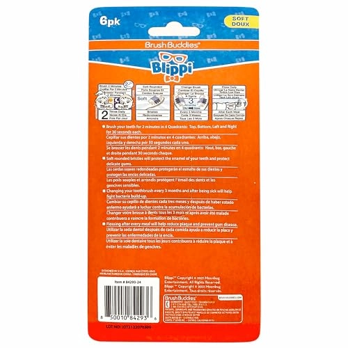 Blippi Kids Toothbrushes - Soft 6-Piece Pack