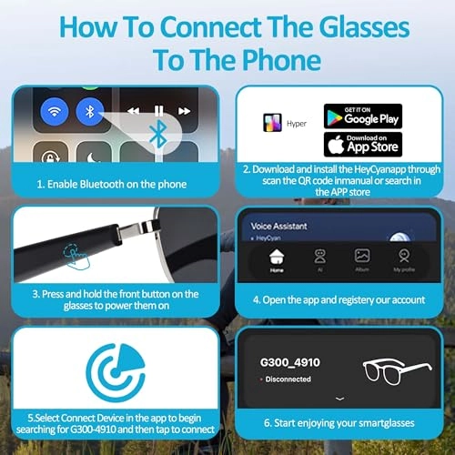 AI Smart Glasses - Bluetooth 5.4 Real-Time Translation Anti-Blue Light Lenses