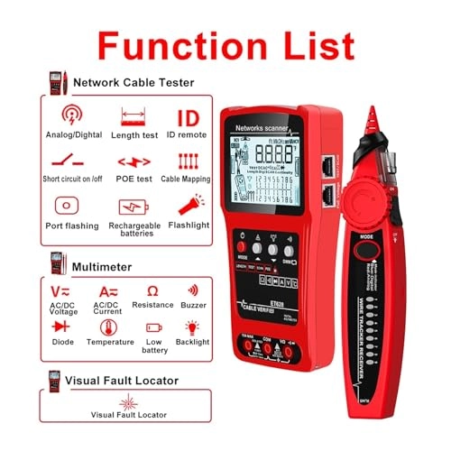 Network Cable Tester - 3in1 Multimeter Visual Fault Locator