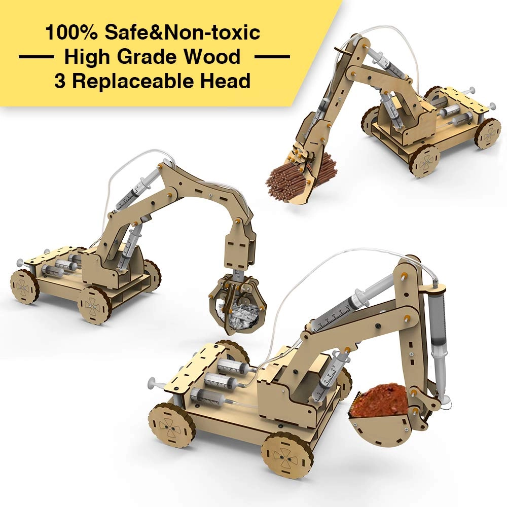 Wooden Excavator - 3D Air Pressure System 3 Replaceable Gripper