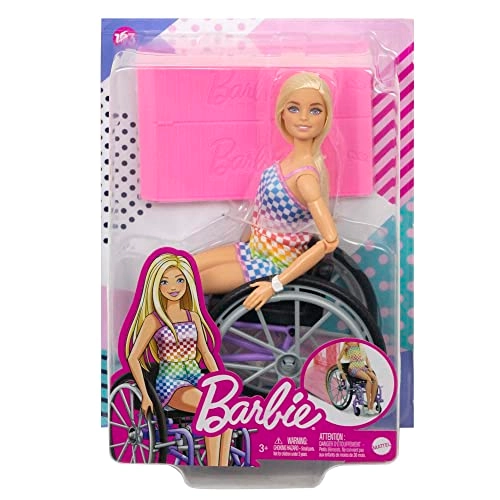 Barbie Fashionistas - Blond Hair Rainbow Dress Wheelchair & Ramp