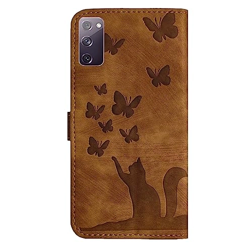 Cute Cat PU Leather Wallet Embossed Flip Cover for Samsung Galaxy S20 FE