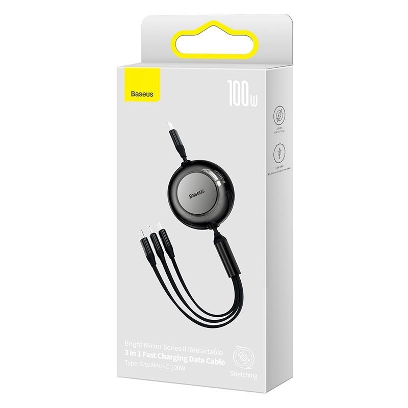 Baseus Bright Mirror 2 Series Retractable USB To M+L+C 1.1m