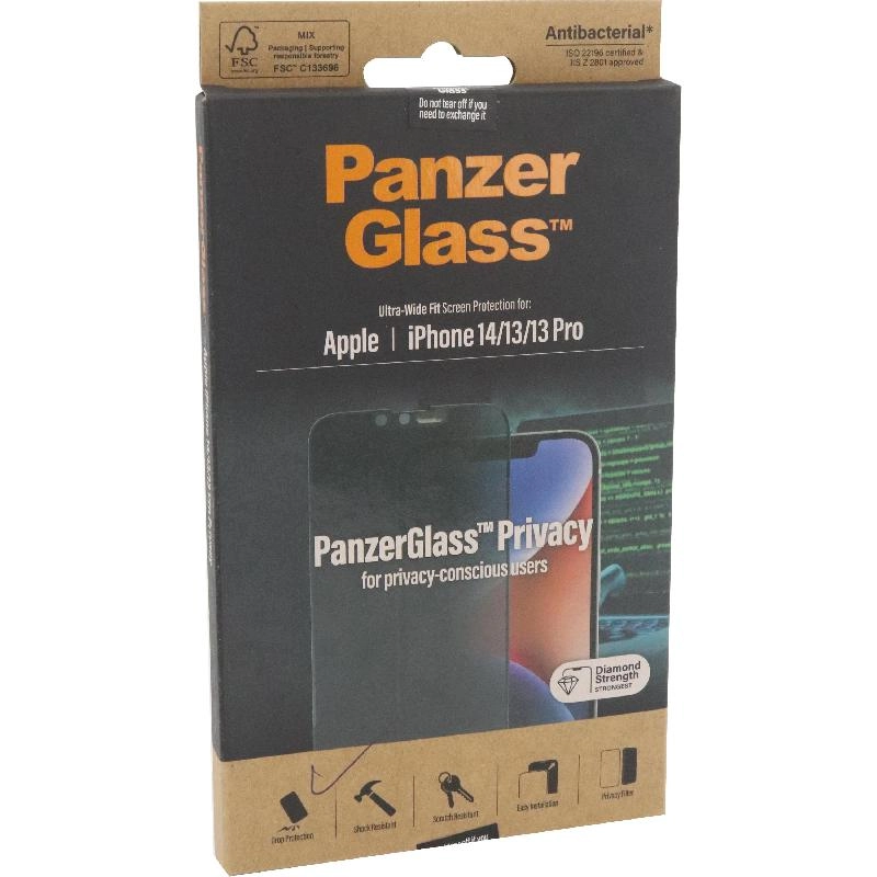 Privacy Anti-Bacterial Tempered Glass Screen Protector for iPhone 13/iPhone 13 Pro