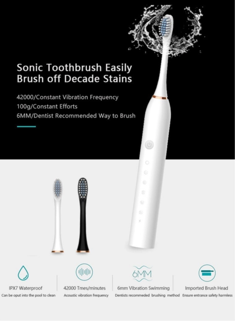 PSM brush - 6-Speed Sonic Vibration White Combo