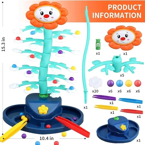 Sun flower Balancing Game - Kid 24 colored balls 4 clips