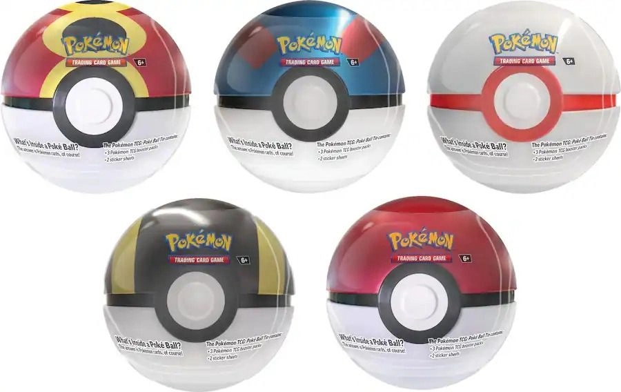 Pokémon Pokeball Tin - 3 Booster Packs 2 Sticker Sheets