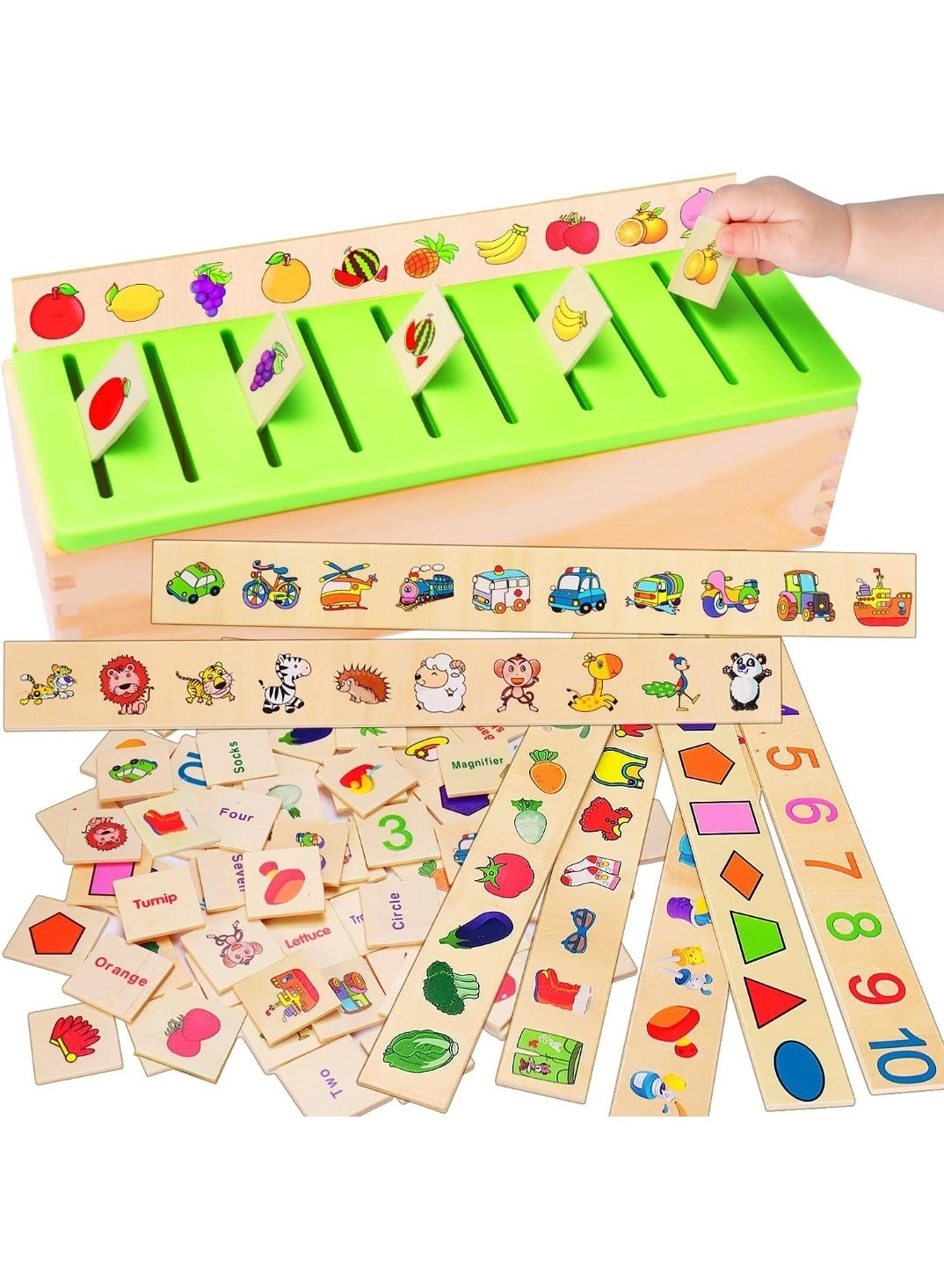 Wooden Montessori Toys - Age 1 2 3 4 8 boards 80 little wooden blocks