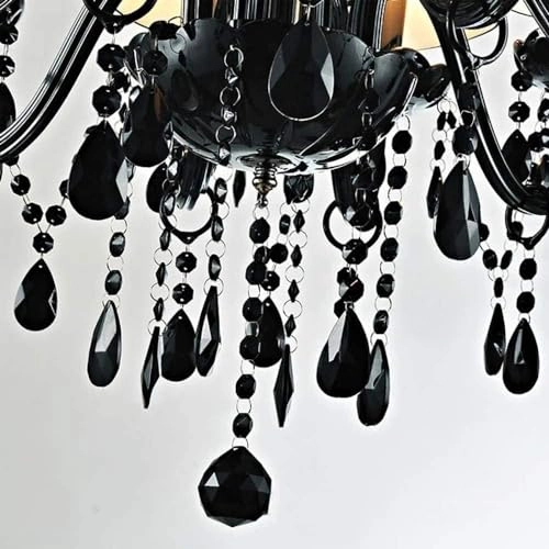 8 Light Italian Chandelier - Black Glass Warm White