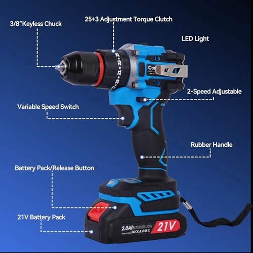 Cordless Drills Driver Brushless - 2000mAh