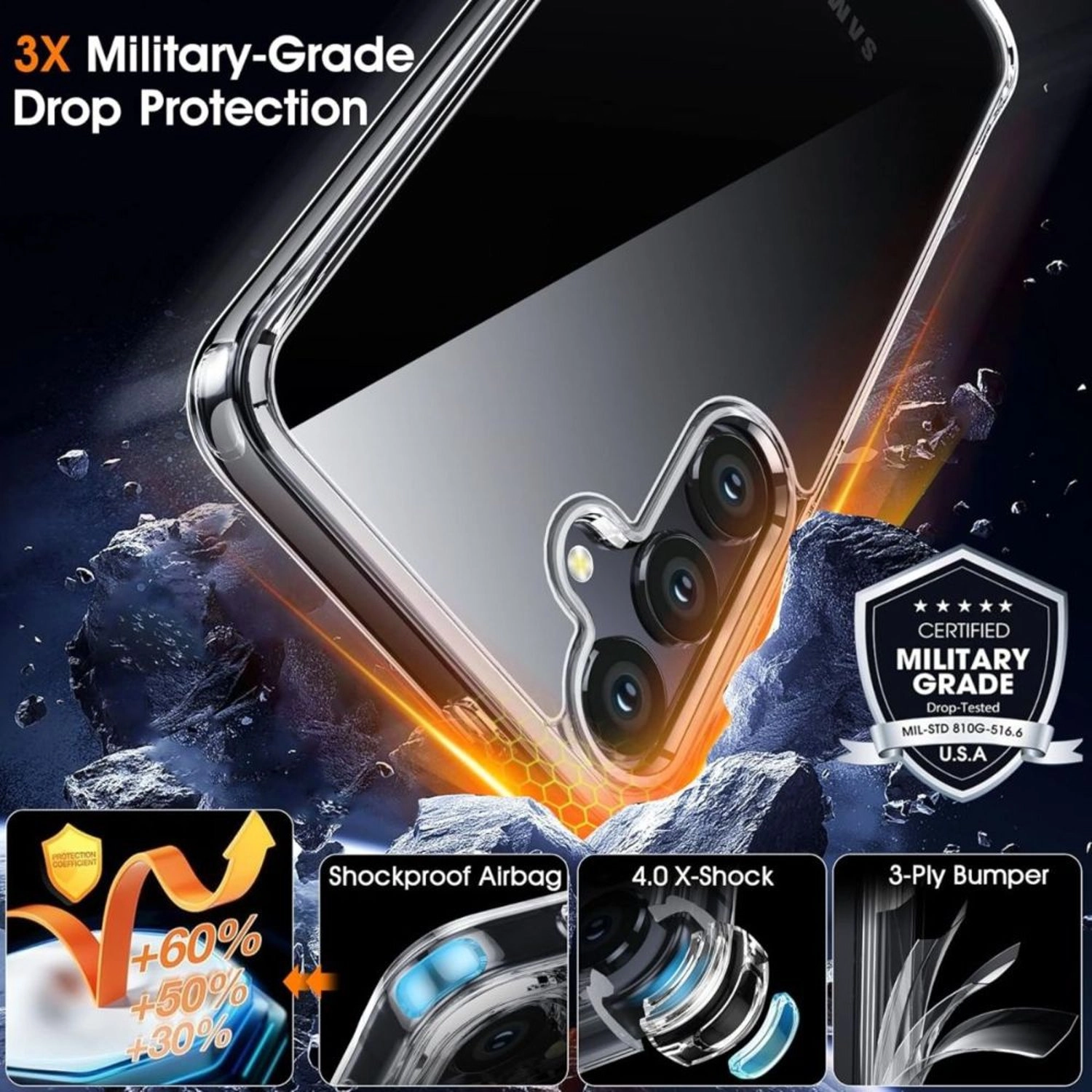 Clear Case Slim Transparent Shockproof Cover for Samsung Galaxy S24 Plus