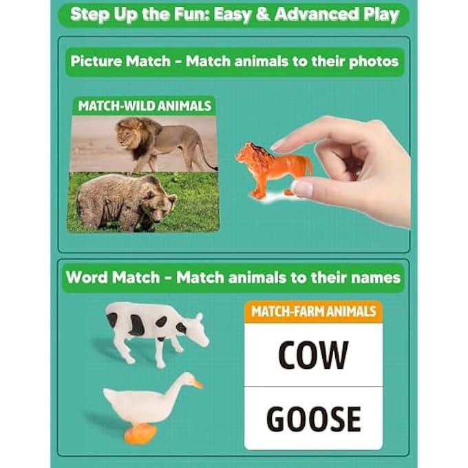 Observation Matching Game - 36 Animal Figures 54 Cards