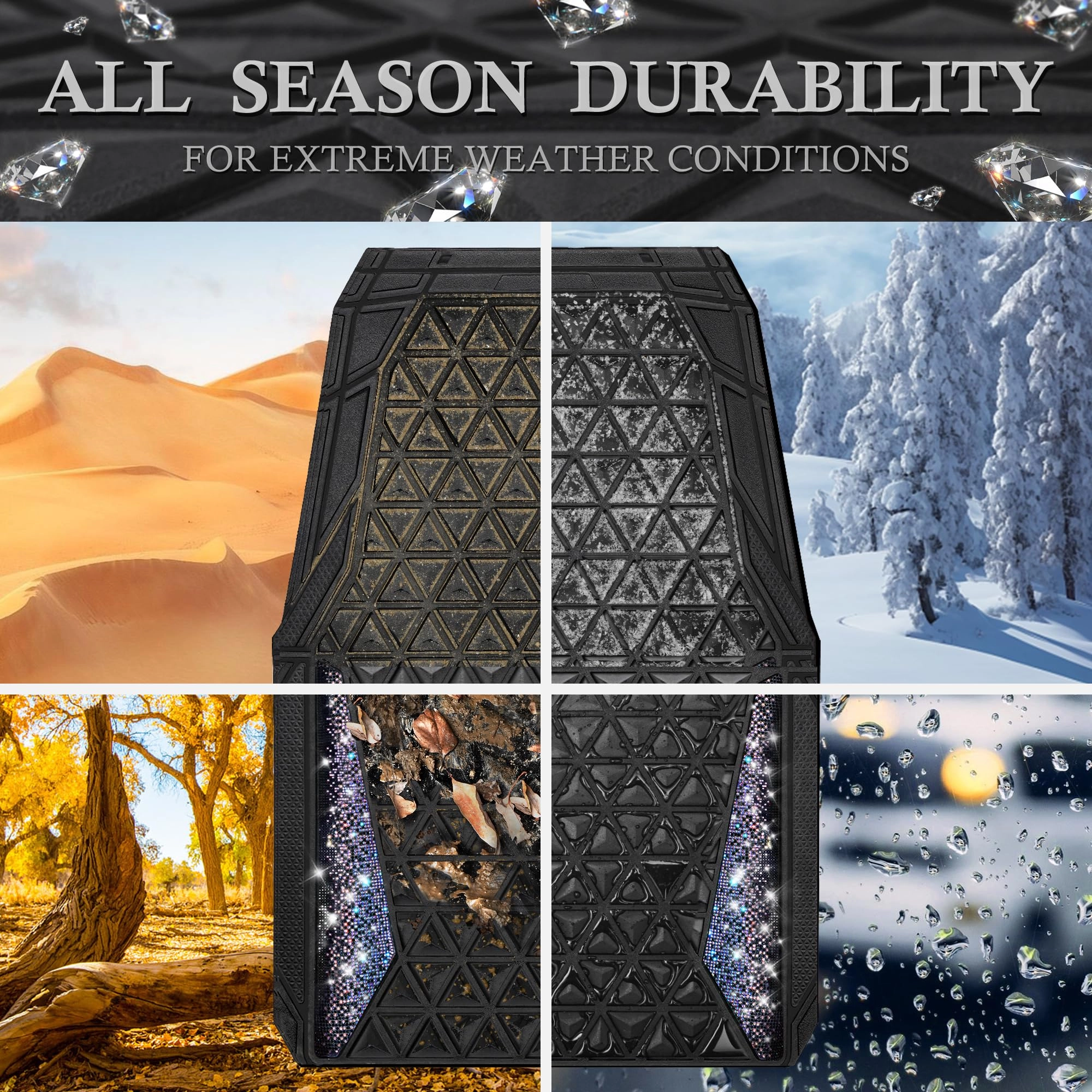 Bling Diamond Car Mats - 4.0 Count Universal Fit
