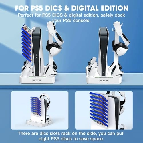 Stand for PS5 Slim - 4-Port USB Hub Horizontal Mount