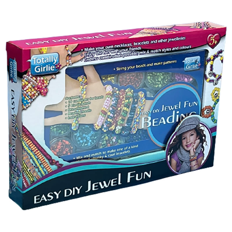 Easy Jewel Fun Beading DIY Crafts Kit - 10 containers 5 elastic bands