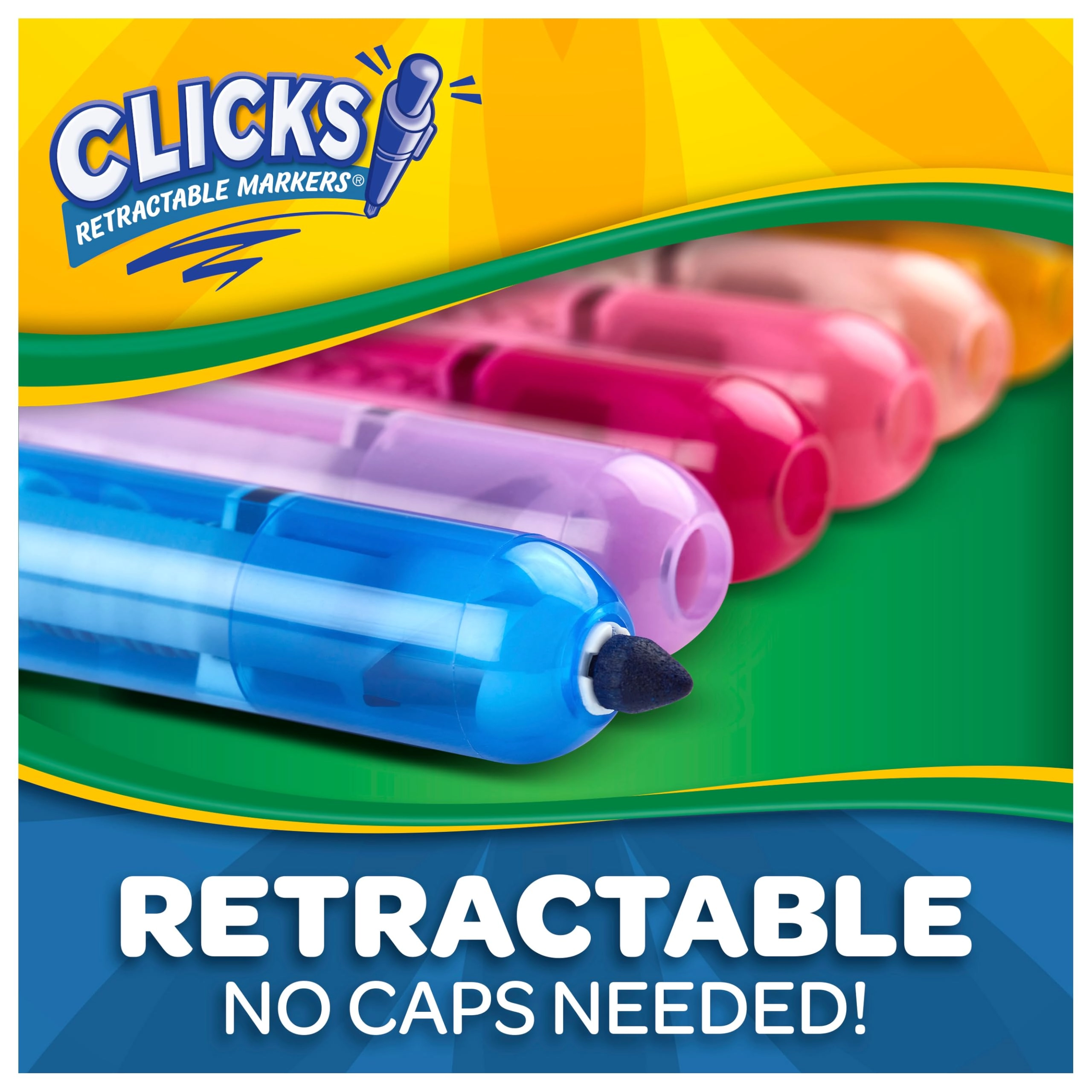 Clicks Retractable Markers - 10 different shades conical tips