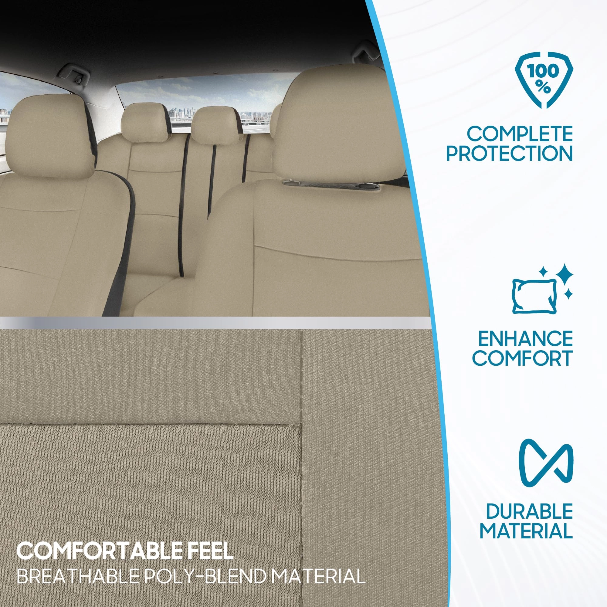 PolyPro Car Seat Covers - Solid Beige Universal Fit