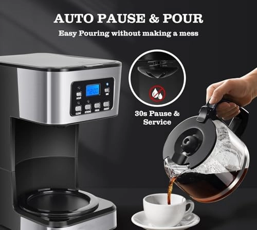 Drip Coffee Machine - 10 Cups Touchscreen Programmable
