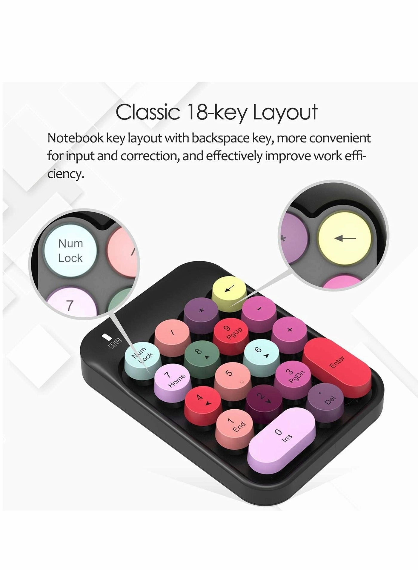 Numeric Keypad - Mechanical Wireless 18 Keys