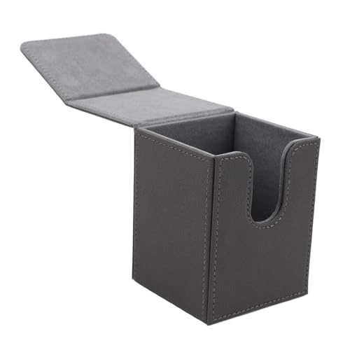 Magnetic Card Box - 100 Cards PU Leather Grey