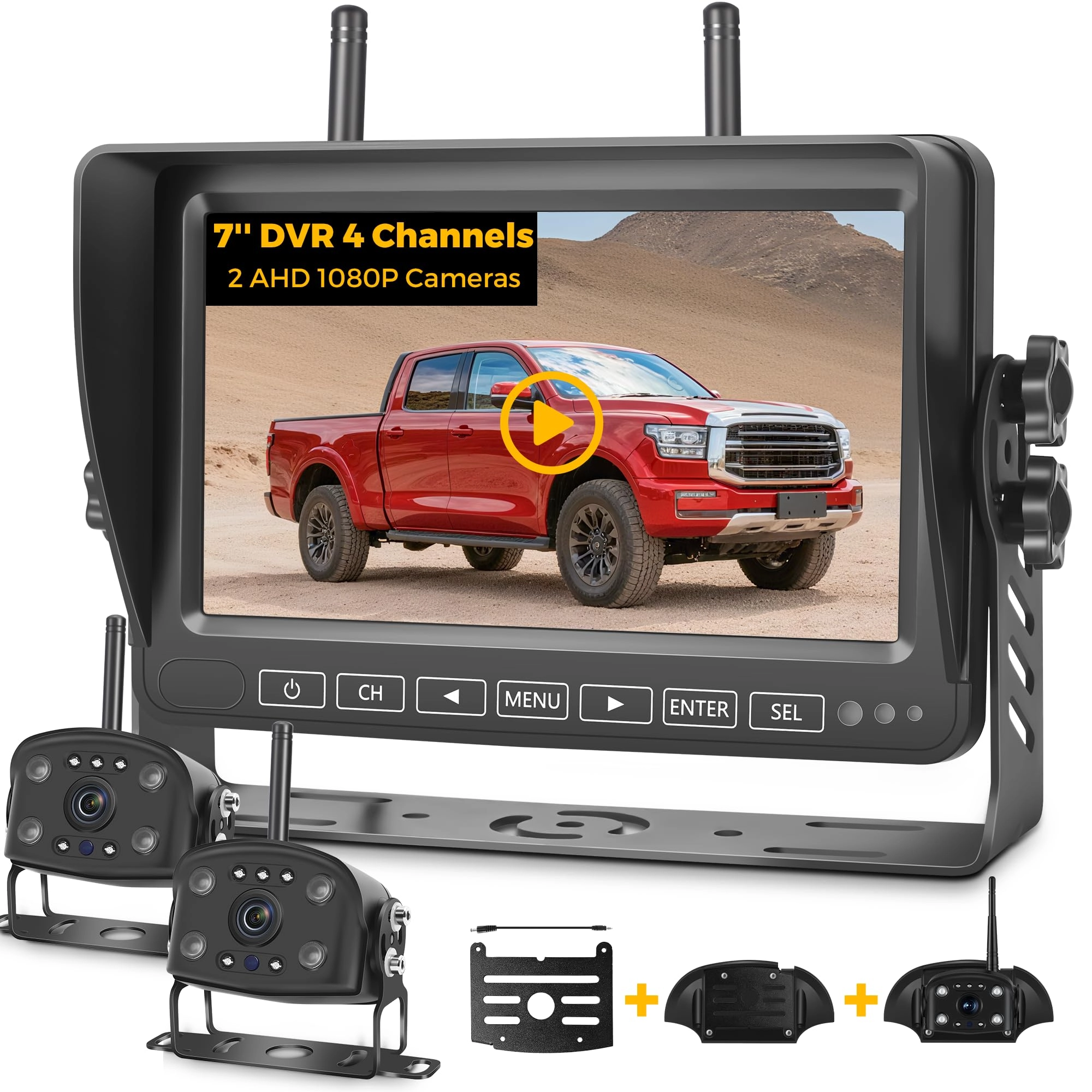 Xrizuo Dual Wireless Backup Camera System - Night Vision Wireless 1080P