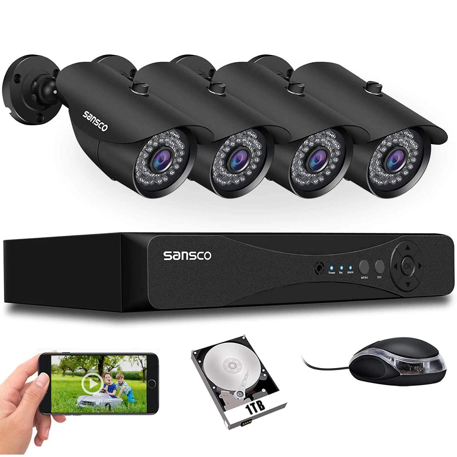SANSCO 8-CH Smart DVR - 4 Cameras 5MP