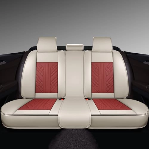 Bench Seat Cover - Premium Faux Leather White And Red Universal Fit
