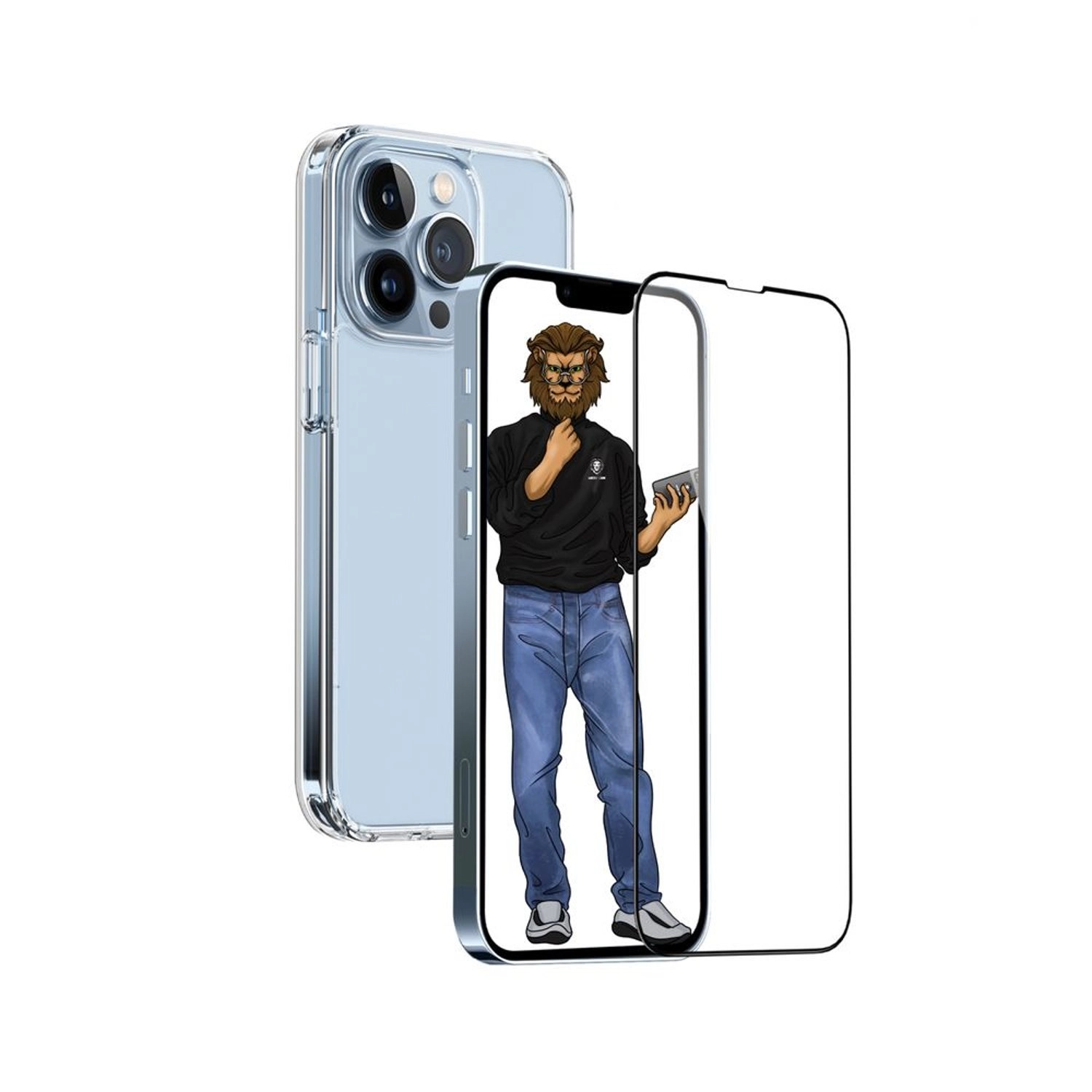 GREEN LION Screen Protector with Case - Tempered Glass Front And Back Case for iPhone 13 Pro Max