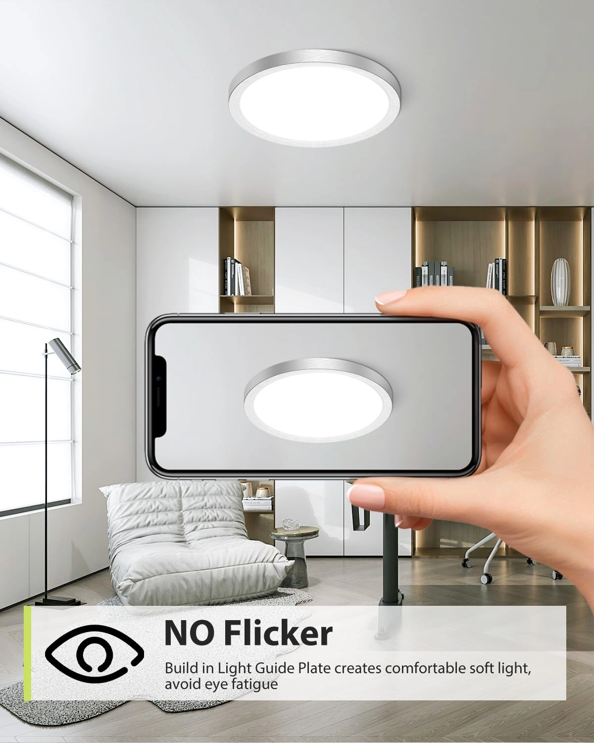 Flush Mount LED Ceiling Light - 3000K 4500K 6000K Dimmable