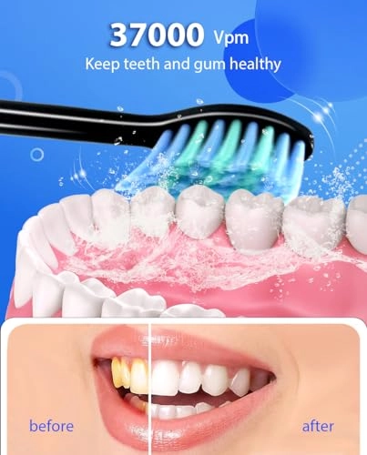 Sonic Electric Toothbrush - 8 Brush Heads 37000 VPM 6 Modes