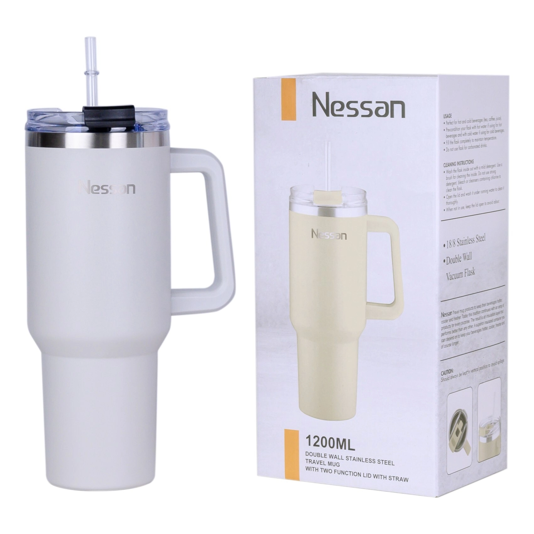 Stainless Steel Double Wall Travel Mug - 1200ml