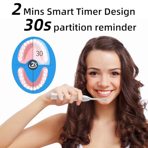 Sonic Electric Toothbrush - 8 Duponts Brush Heads 2 Minute Smart Timer 6 Modes