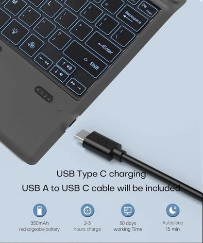 Backlit Type Cover Portable Bluetooth Wireless Keyboard Touchpad