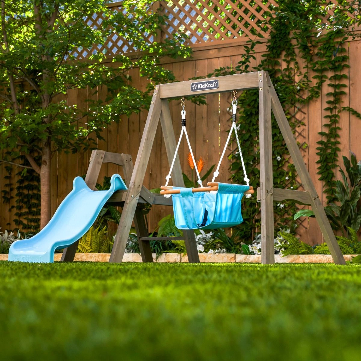 First Play Wooden Swing Set - 18-36 months Wave slide