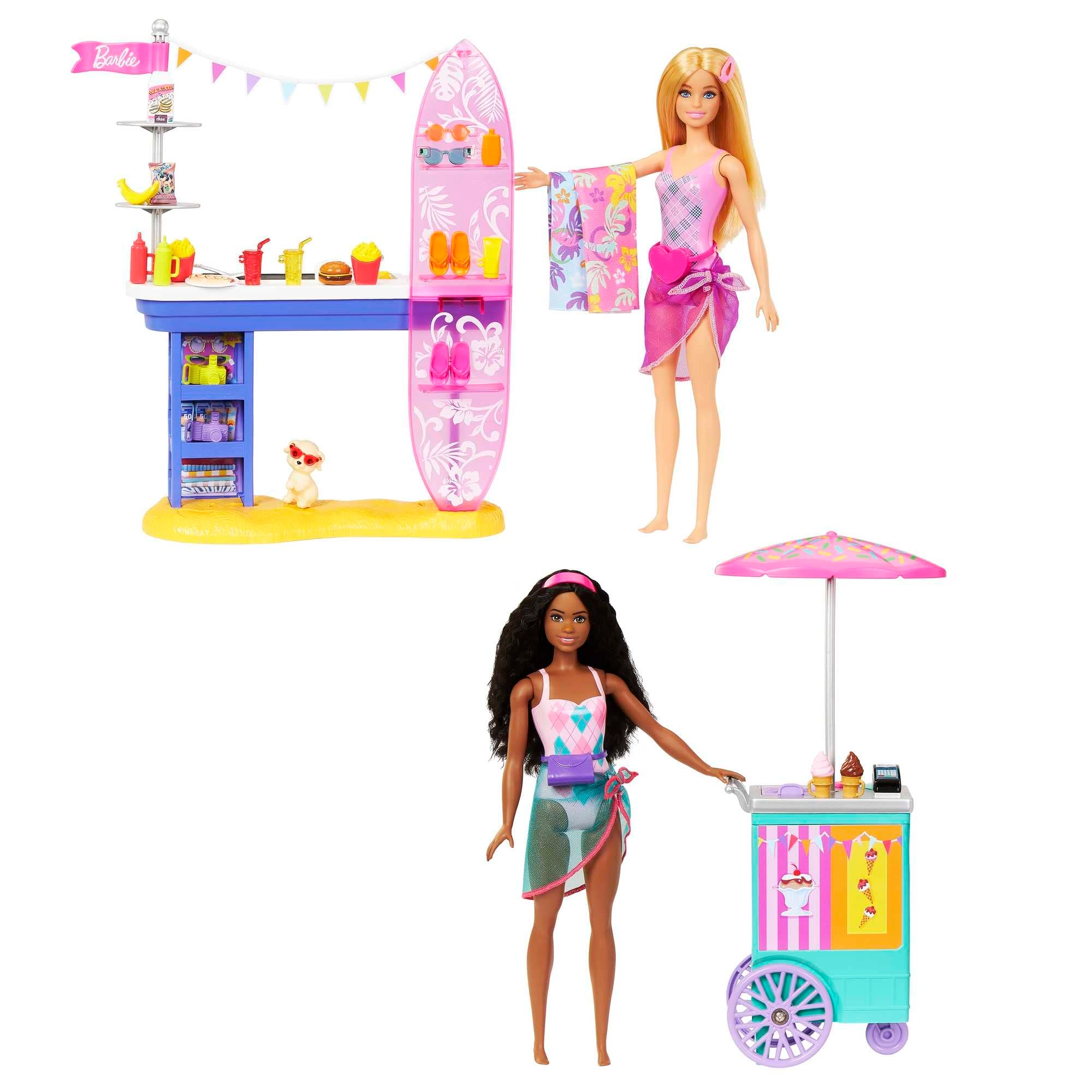 Mattel Beach Boardwalk Set - 2 Dolls 30 Pieces Ages 3+