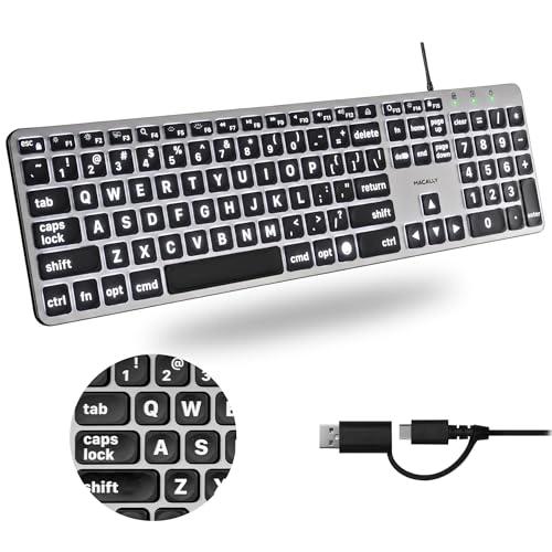 Dual Wired Large Print Keyboard - 107-key MacOS layout Wired