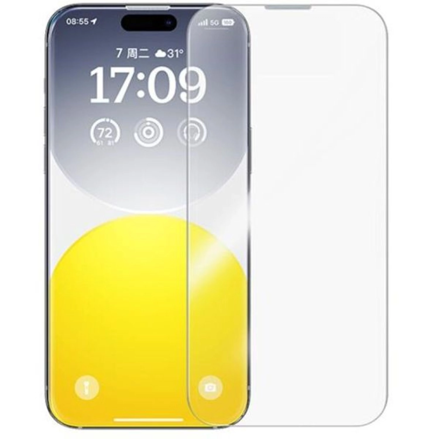 HD Full-Coverage Tempered Glass Screen Protector for iP 15 Pro (1-Pack)